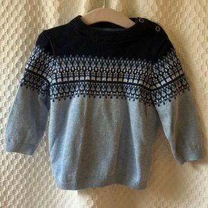HM blue fair isle style sweater. 6-9 months. Great for layering!